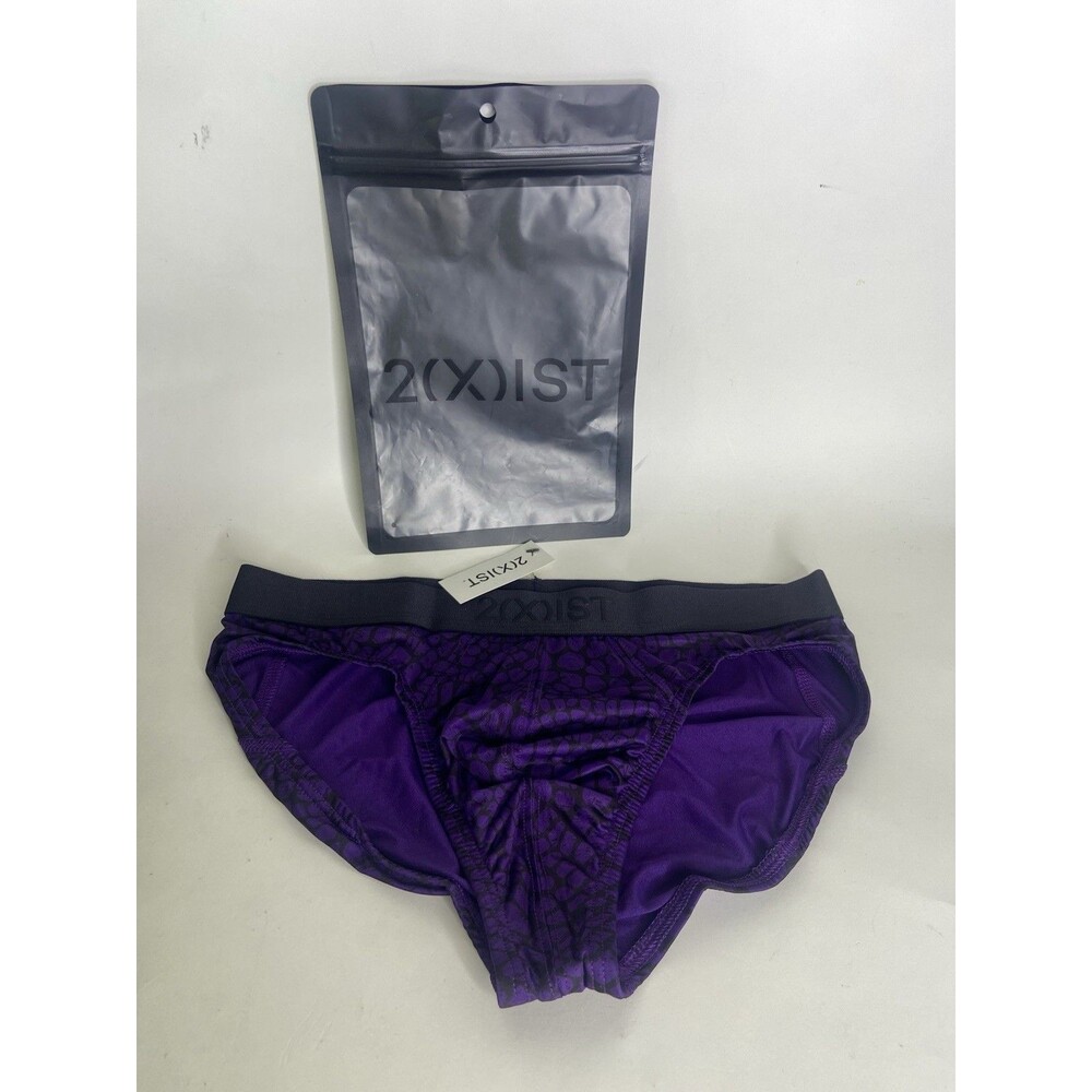 2xist Sexy Sliq Ultra Low Rise Brief Underwear Geometric Purple Mens Size S